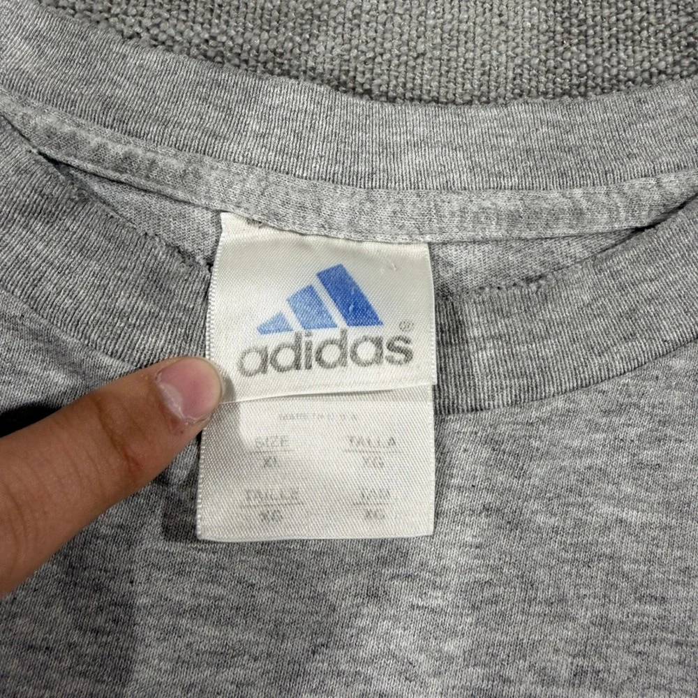 Adidas Long Sleeve T-Shirt Mens XL Gray Good Distressed Logo Founded 1948 Gothic